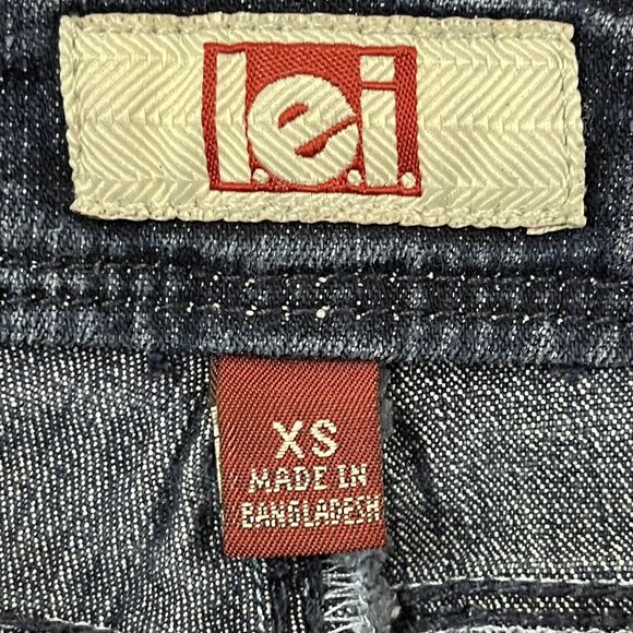 LEI Girls Stars & Stripes Denim Shortalls Overalls XS 4-5 Blue Shorts USA - Picture 2 of 14